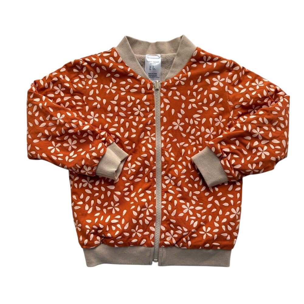 Tiny Tribe Flower Petals Reversible Jersey Fleece Lined Bomber Jacket Size 5-6y